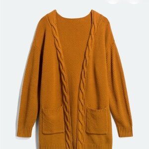 Mixit Mustard Open-Front Knit Cardigan